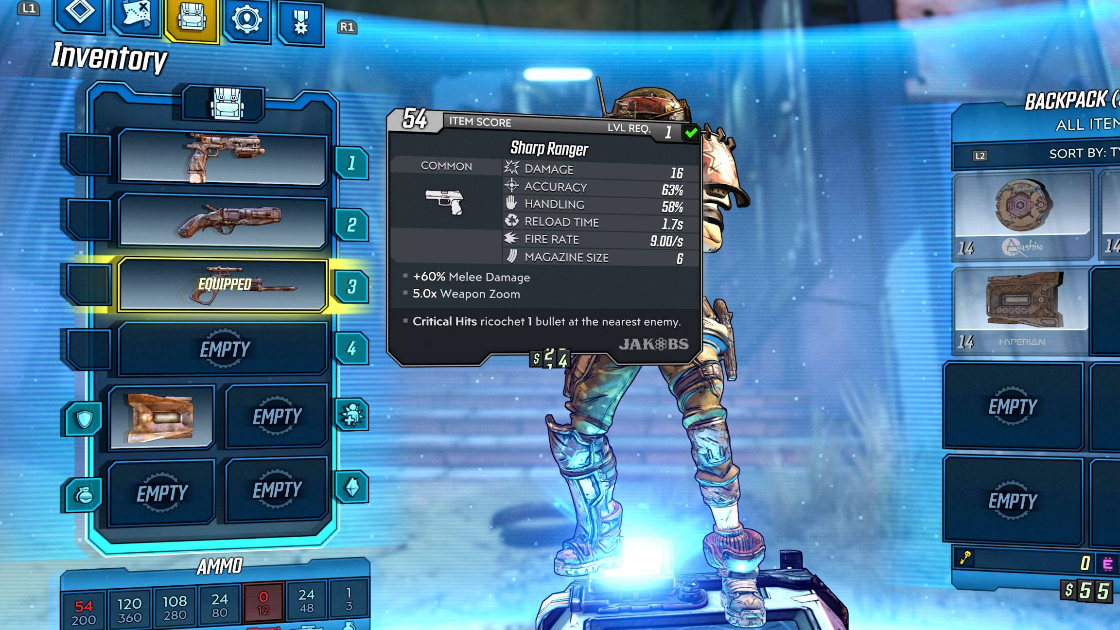 borderlands the pre sequel gun slots